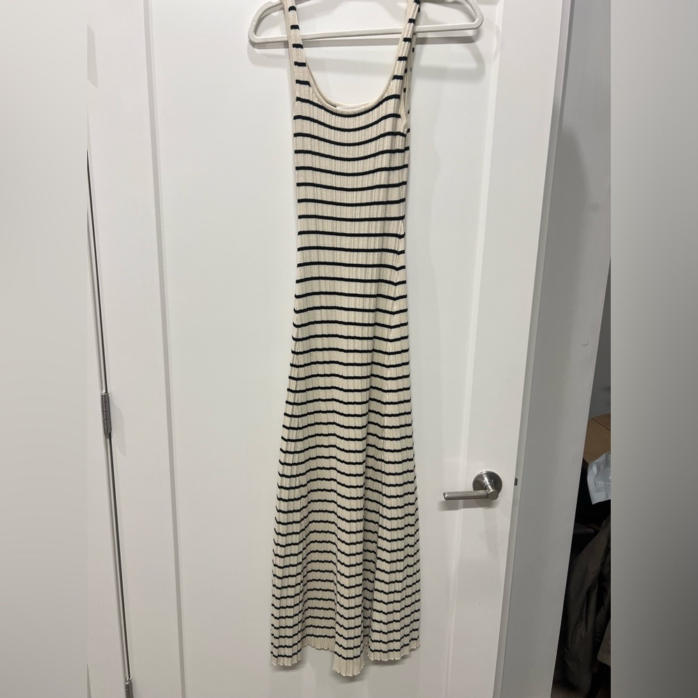 Altar'd State Black and Cream Striped Maxi Dress